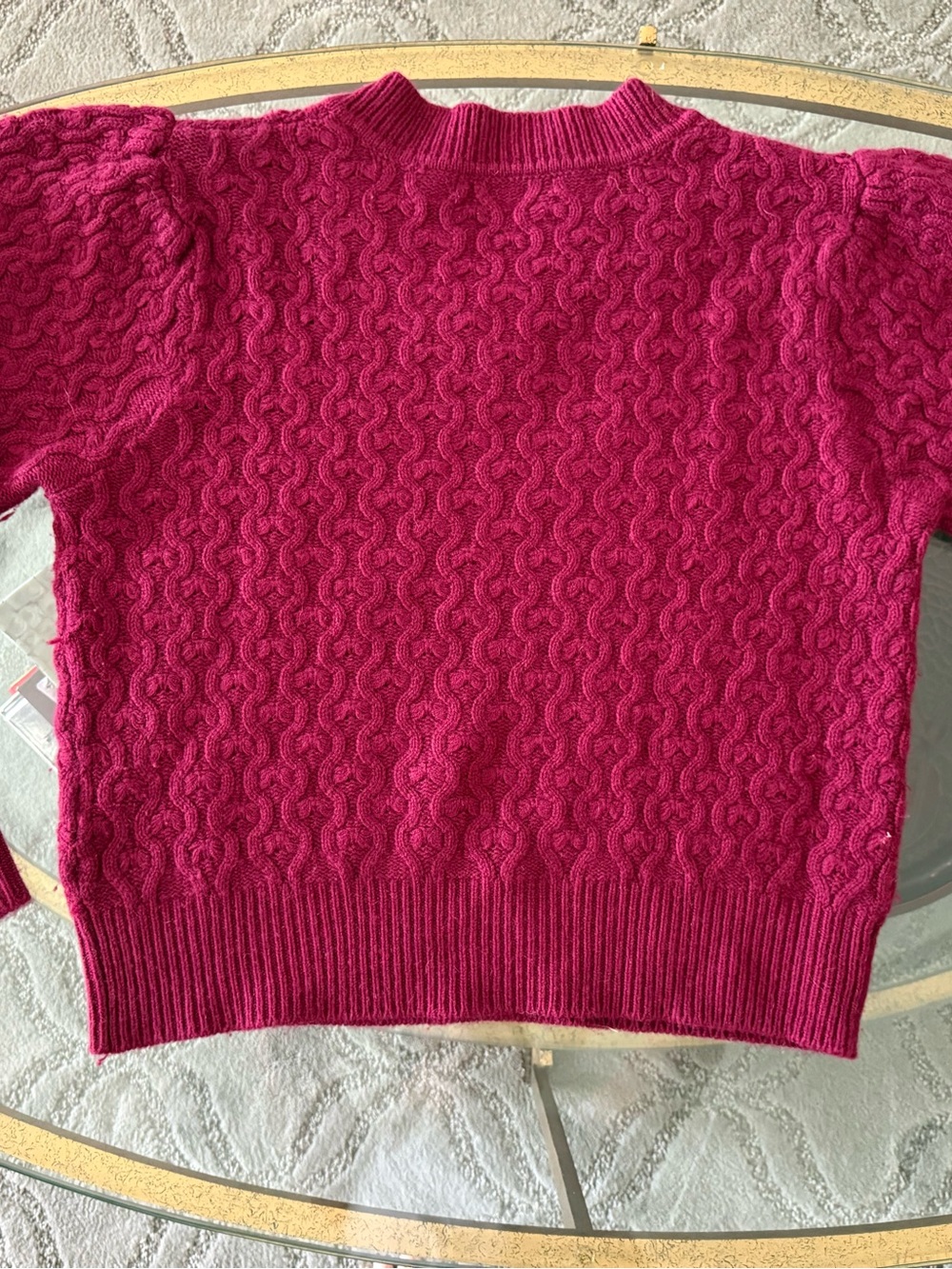 Joie Raspberry Cable-Knit V-Neck Sweater - Picture 3 of 9